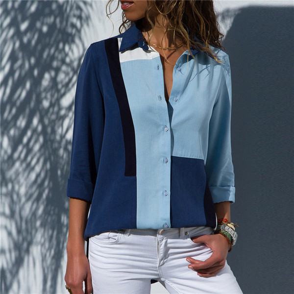 Women Blouses 2018 Fashion Long Sleeve Turn Down Collar Office Shirt Chiffon Blouse Shirt Casual Tops Plus Size Blusas Femininas