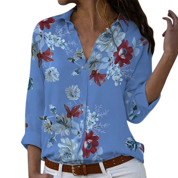 Plus Size 5XL Womens Tops And Blouses Woman Vintage Floral Print Long Sleeve Shirts Women Clothes 2019 Tunic Ladies Tops