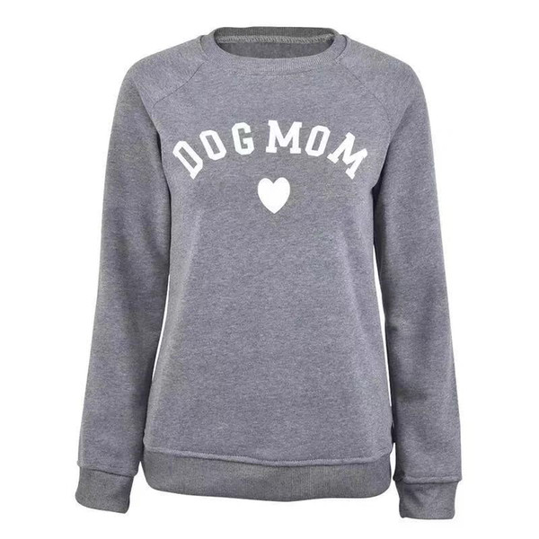 New Dog Mom Long Sleeve Casual Sweatshirt Women's Print Fashionable Heart-shaped Print Kawaii Sweatshirt Printing Pattern