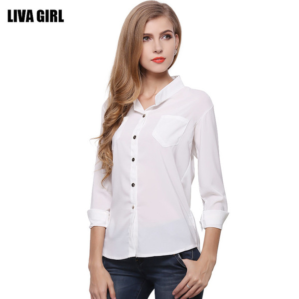 The 2017 explosion of women's clothing sunscreen shirt collar code loose white long sleeved chiffon shirt