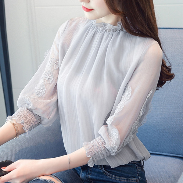 Chiffon short sleeves women 2018 summer new Korean version Joker super fairy sweet antique gentle wind covered belly shirt