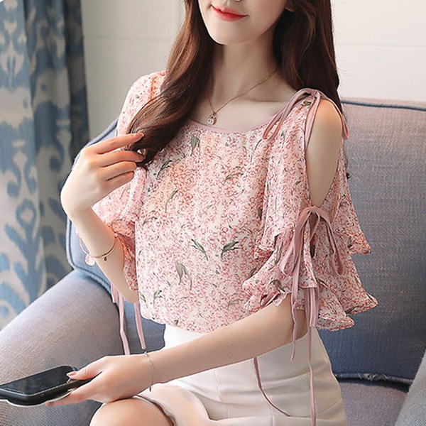 Chiffon short sleeves women summer small fresh shoulders broken flowers, jackets lotus leaves sleeves shoulders super fairy