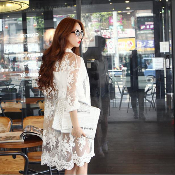 Casual Cardigan Sunscreen Shirt Loose Beach Coat Lace Chiffon Outwear Tops