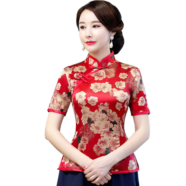 Shanghai Story 2022New Arrival Top Quality Women's Cheongsam top traditional Chinese Qipao Shirt Ladies Blouse