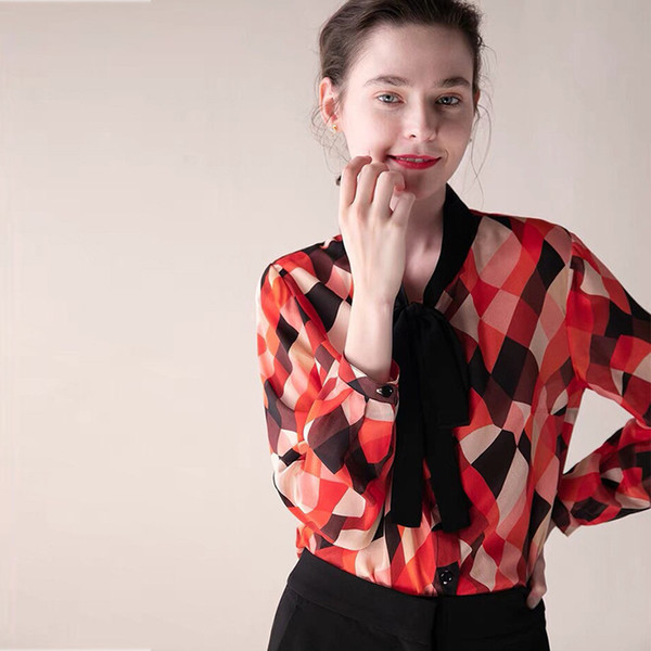 Runway Blouses Women Fashion Brand Shirt Casual High Quality Autumn Long Sleeve Elegant Shirts Tops Print