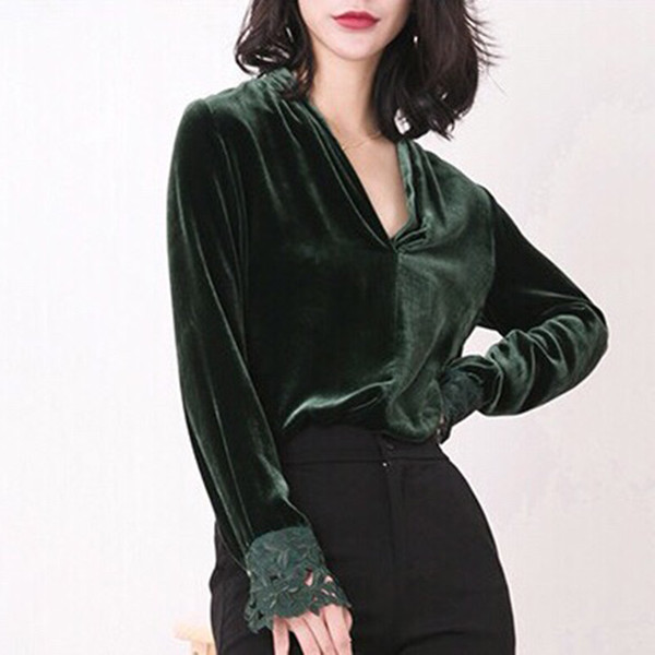 Woman Elegant Blouses Tops Long Sleeve Shirts Autumn Designer High Quality 100 Silk Blouse Female Casual V-neck Shirt