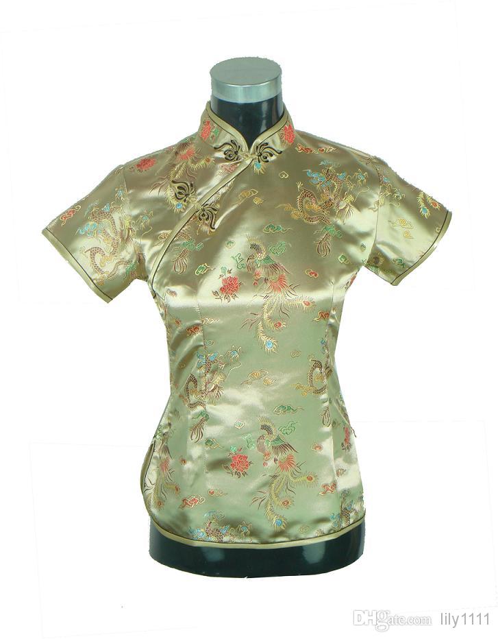 Shanghai Story New Arrival fashion cheongsam top traditional Chinese Women's Silk/Satin Top china Dragon floral print blouse top