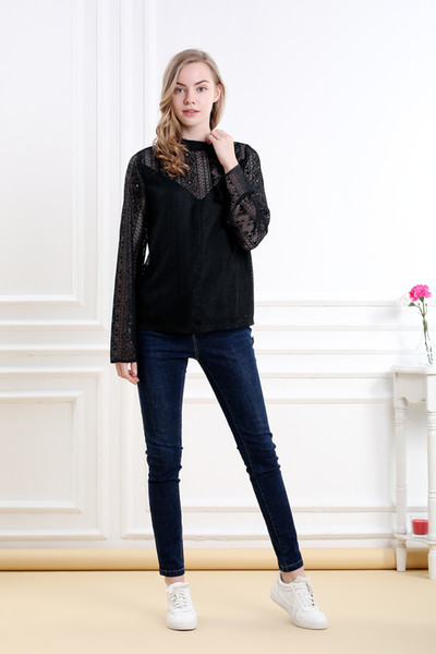 Vero Viva Womens Long Flared Sleeve Geometric Hollow Out Contrast Solid Casual Blouse