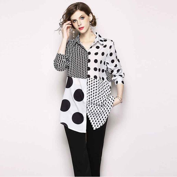 2018 Autumn Women Blouses New Plus Size Print shirts Casual Women Top Long Sleeve Casual Polka Dot Blouses For Women