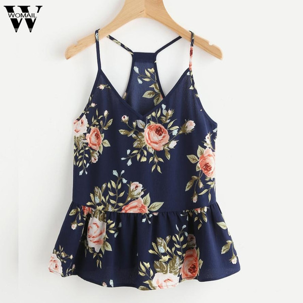 CharmDemon top women Floral Casual Sleeveless Top Vest Tank Shirt Blouse Cami summer clothes womenG1