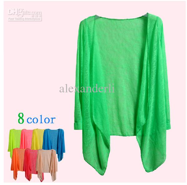 Cheap Summer Sunscreen Blouses Sequins Transparent Sun Protection cotton Clothing Mix Color Prevent bask in clothes