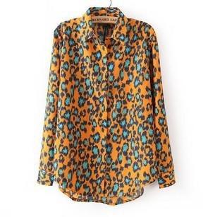 Wholesale-New Fashion Ladies' Elegant colors Leopard print blouses sexy long sleeve casual slim office lady brand designer tops