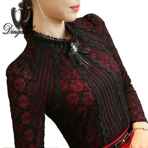 Dingaozlz Royal Elegant Women shirt Spring Fashion Ladies Lace blouse Plus size Female Lace Tops New brand Women clothing