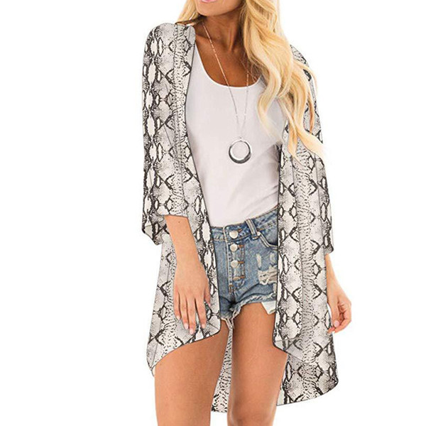 Snake Printed Kimono Cardigan Blouse Women Cothes Blusas Mujer De Moda 2019 Women Tops Blouses Ladies Tops Camisas Mujer