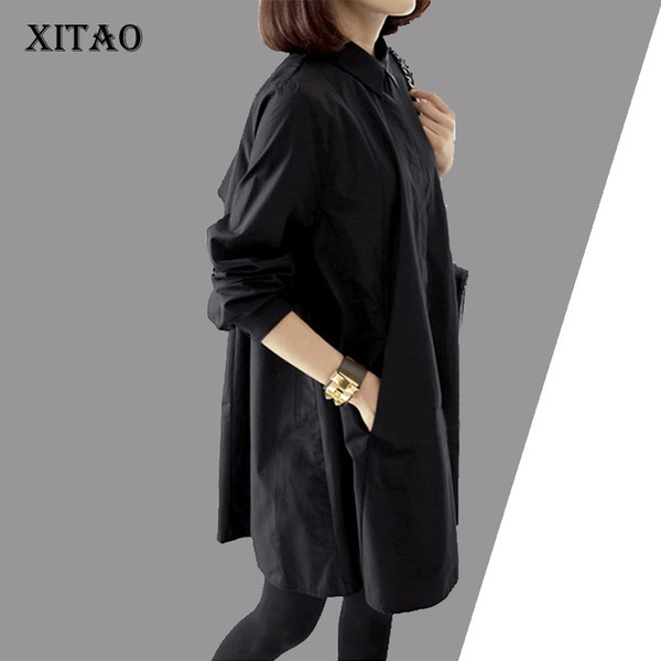 [XITAO] 2016 new autumn Korea fashion women loose black color blouses casual female long sleeve turn down collar shirt LYG001