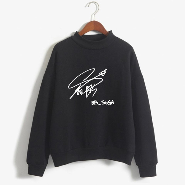 BTS Bangtan Boys K pop Unisex Capless Turtleneck Sweatshirt Jin Suga J-Hope RM Jimin V Jungkook Signature Women Fashion Pullover