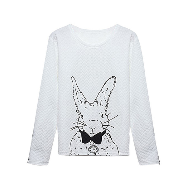 Women Femal Winter Rabbit Printed Long Sleeve Pullover Tops Outwear Shirts S M L XL XXL