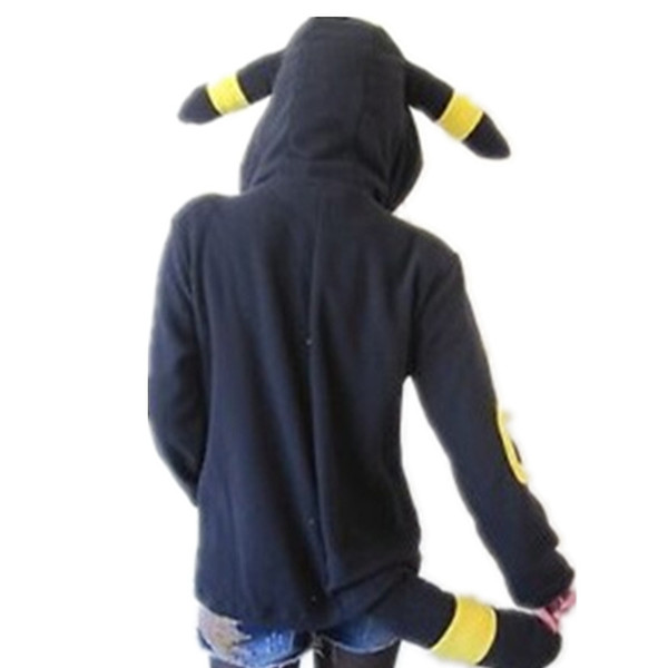 Umbreon Women Hoodies With Eear Warm Fleece Hood Hoodie Costume Cosplay Adult Coat Jacket