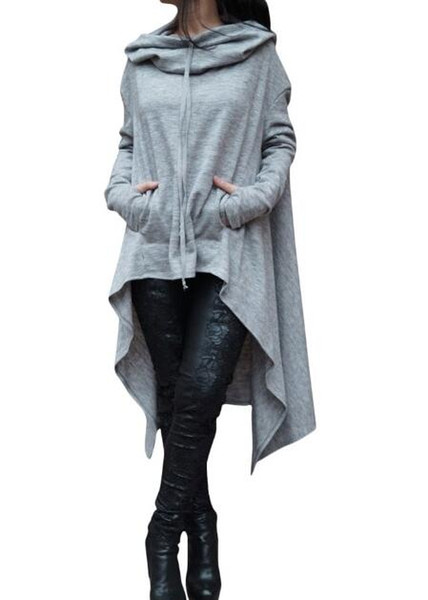 Womens Pullovers Hoodies Casual Irregular Solid Hooded Sweatshirts Female Plus Size Shirts Autumn Blouses Sweatshirts