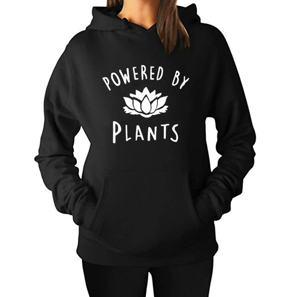 2018 Fashion Vegan Powered By Plants Women Hoodies Autumn Winter Fleece Harajuku Pullover Thick Loose Sweatshirts Casual Coat