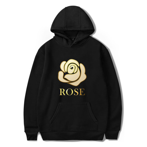 K-pop Creativity Print Golden ROSE Hoodies Sweatshirts Women Fashion Pocket Hoodie ROSE Hip Hop Popular Clothes