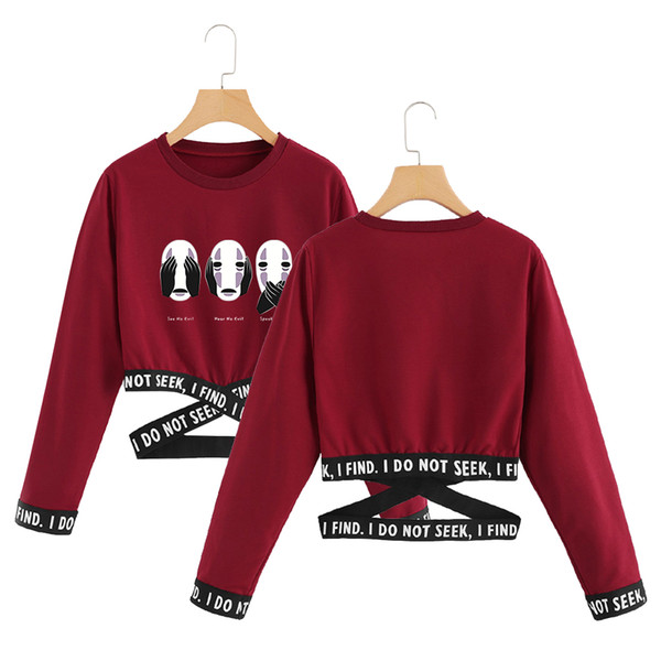 Spirited Away O-Neck Sweatshirts Women Long Sleeve Sweatshirt 2019 Hot Sale Casual Streetwear Sexy Clothes Size From S to 2XL