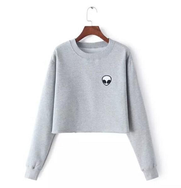 Alien crop top Hoodies Sweatshirts Women Casual Kawaii fashion new Sweat Punk for Girls Clothing European Tops Korean