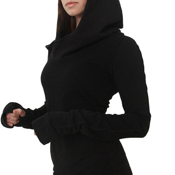 New Hot Women Hooded Ladies Fashion Hoodies Pullover Tunic Long Hoody Sweatshirt Solid Colour Long Sleeve SS096