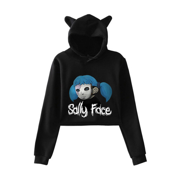 FADUN Sally Face fashion trend sala Cat Crop Top Women summer Hoodies Sweatshirt Sexy hot Kpop Harajuku plus Size 2XL