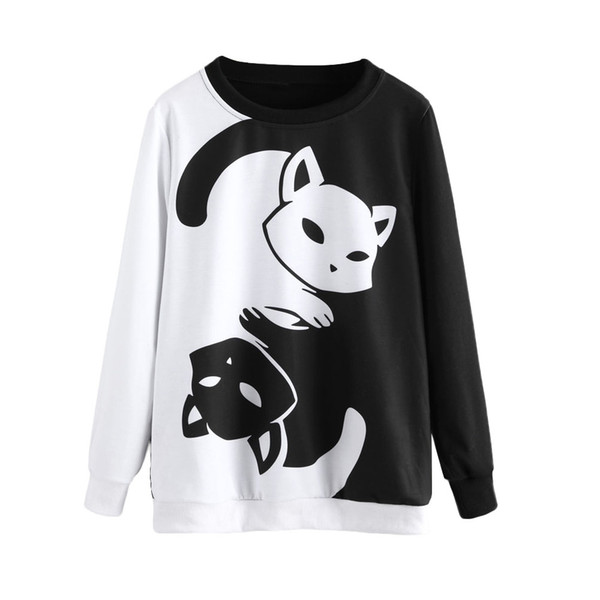 Free Ostrich Sweatershirts bts kpop Womens Autumn Cat Printing Long Sleeve Sweatshirt Pullover Loose Casual Tops Tracksuit C2735