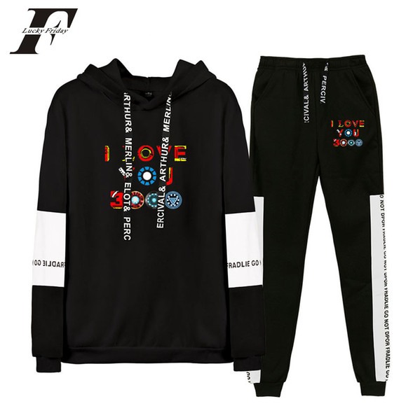 2019 I Love You 3000 two Piece Set Women man casual Autumn Clothes For 2 Piece Set Top And Pants Streetwear Hoodies For Couples