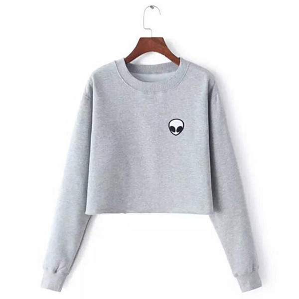 Women Autumn Long Sleeve Sweatshirts Casual O-Neck Cropped Pullovers Hoodies Coats Fashion Print Short Hoodies For Ladies