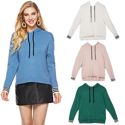 2018 New Brand Women Casual Hoodies Fashion Ladies Pullover Long Sleeve Sweater Hooded Female Knitted Sweatshirt