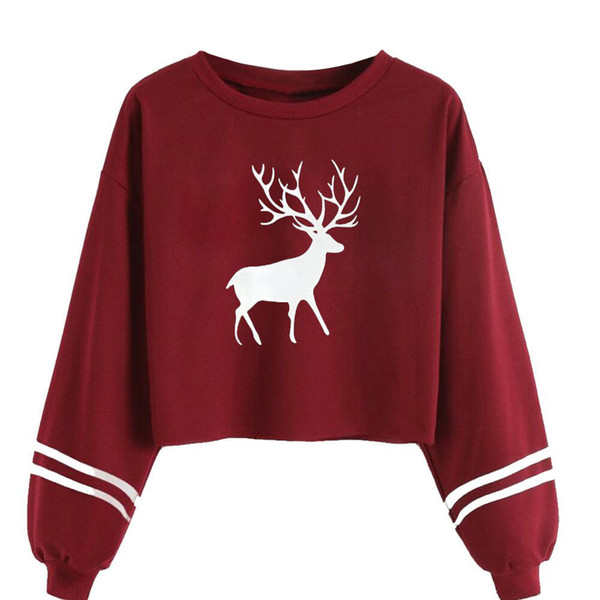 Free Ostrich sweatshirt women Casual Long Sleeve Best sale O Neck Deer Print Sweatshirt Tops moletom feminina hoodies C1635