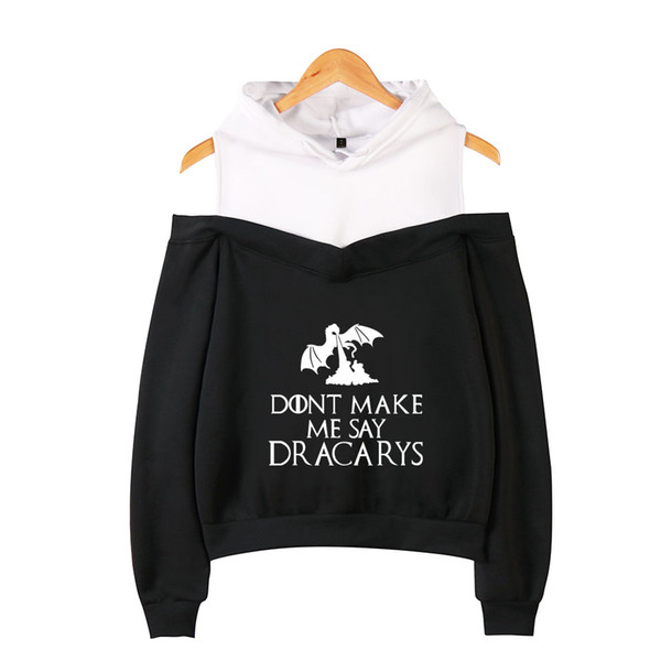 Dracarys New Clothes 2019 K-pops Printing Women summer Fashion Hooded Off-Shoulder Hoodies Sweatshirt Women Clothes plus size