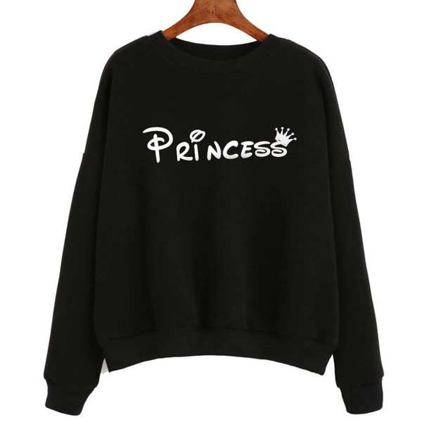 Wholesale- Women Sweatshirts Princess Letter Printed Long Sleeve Women'S Tracksuits Casual Loose Hoodies Polerones Mujer#A11