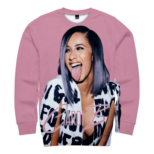 Cardi B Print Pullover Womens Hoodies Fashion Crew Neck Long Sleeve Singer Ladies Hoodies Rapper Female Clothing