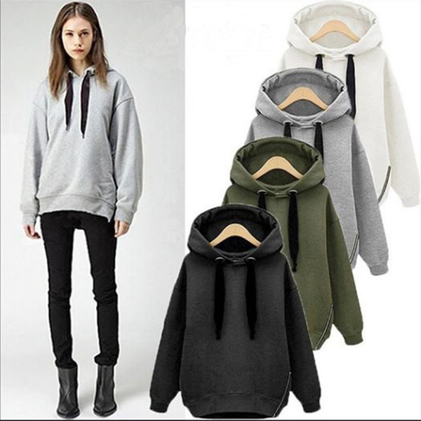 Maikun New Brand Loose Thick Pullover Solid Color Large Size Hoodies For Women 4 Colors 5 Sizes