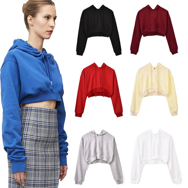 Maikun Brand New Sexy Solid Color Cotton Hoodies Crop Top for Women 7 Colors 4 Sizes