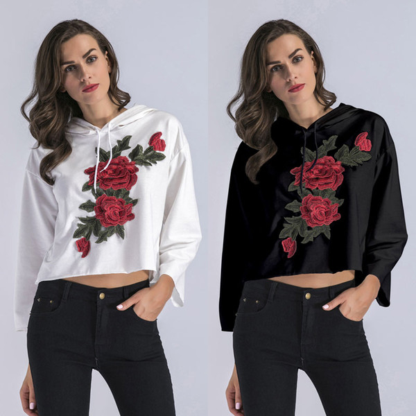 BOFUTE New Women's Clothing Embroidery Hooded Sweatshirt Bottoming Shirt B5516