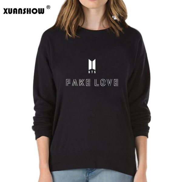 XUANSHOW Fake Love Women Sweatshirt Hoodies BTS Love Yourself Tear Hot Sale Print Girls Cool Sweatshirt Fashion Plus Size S-XXL