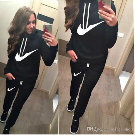 2018 New Arrival Women active set tracksuits Hoodies Sweatshirt+Pants Running Sports set long sleeves and pants free shipping