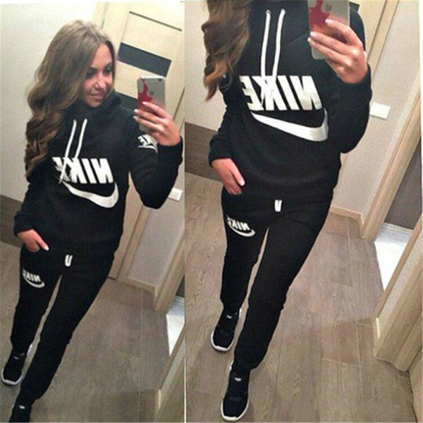 New Women active set tracksuits Hoodies Sweatshirt +Pant Running Sport Track suits 2 Pieces jogging sets free shipping