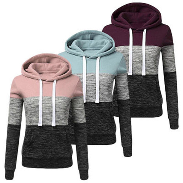 Women Hoodie Sweatshirt Patchwork Female Harajuku Casual Long Sleeve Hooed Pullover Hoody Fashion Clothing Size M-3XL