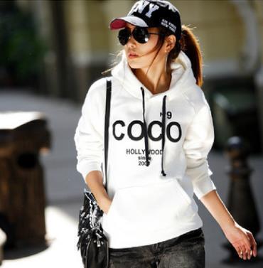 Free Shipping Fashion Womens COCO Letter Printed Casual Hoodies Warm Sweatshirts With Hat 2 Colors