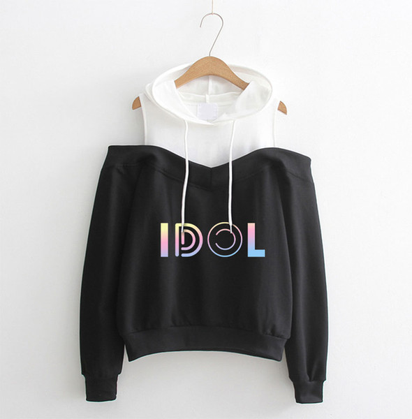 New Harajuku Fashion BTS KPOP Hoodie Sweatshirt Off Shoulder Tops Bts Love Yourself Answer Hooded Hip Hop Hoody Drop Shopping