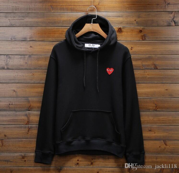 Fashion CDG red heart Embroidery Hoodies Hip Hop play Sweatershirt with Cotton pullover Oversize For Men Women Outdoor Wear