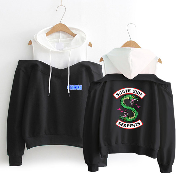 Riverdale South Side Serpents Hoodie Sweatshirts SouthSide Funny Cartoon Print Women Hooded Pullover Tracksuit female off-shoulder Hoodie