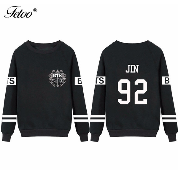 Fetoo Kpop BTS JIN Womens Hoodies Pullover Long Sleeve O-Neck Sweatshirt Women Tracksuits Casual moletom feminina harajuku S-XL