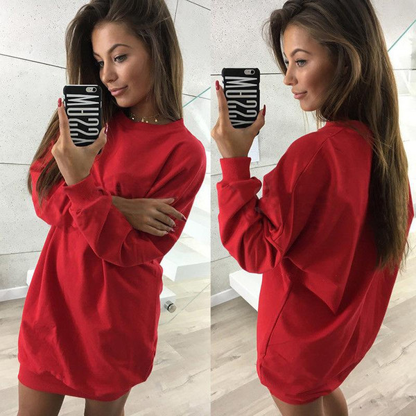 2017 Women Dresses Hoodies Sweatshirts Clothes Long Sleeve O-Neck Loose Casual Harajuku Winter Designer Hoodie Pullovers Woman Clothing